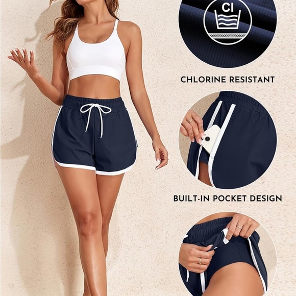 Women's Navy Blue Athletic Shorts (055) - Picture 5 of 5